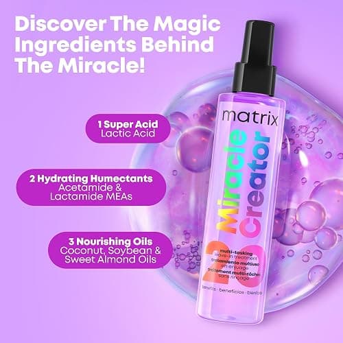 Matrix Miracle Creator Leave-In Conditioner Spray - Heat Protectant, Anti-Frizz, Moisturizing & Detangling, Adds Shine, Primes For Styling, For Damaged & All Hair Types, Sulfate Free, 13.5 Fl Oz thumbnail 5
