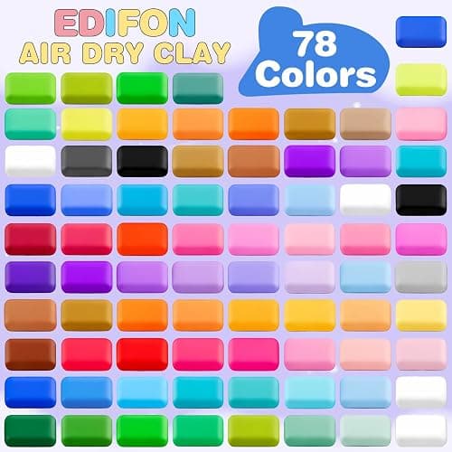 EDIFON Air Dry Clay, 78 Colors Foam Magic Modeling Clay for Kids DIY Crafts | Non-Sticky, Ultra-Light & Soft, Model Clay Toy with Sculpting Tools, School Project Supplies, Gifts for Ages 3-12 Boys Girls thumbnail 3
