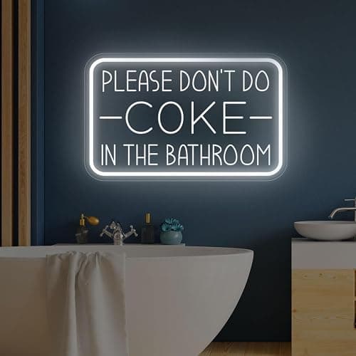 Please Don't Do Coke in The Bathroom Neon Sign for Wall Decor,USB Powered LED Neon Light with Adjustable Brightness,Light Up Sign for Party Decor,Bathroom,Christmas Gifts thumbnail 4