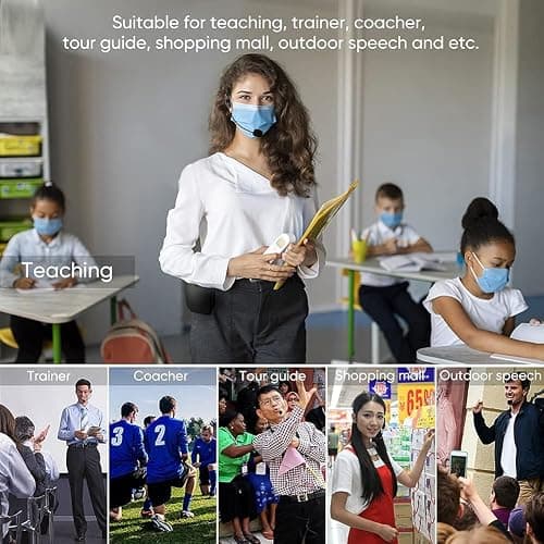 SHIDU Voice Amplifier Teachers,Megaphone Speaker Portable PA System with Microphone Headset(Work of 12hours) Supports MP3 Format Audio for Tour Guides Coaches Yoga Fitness Instructors thumbnail 2