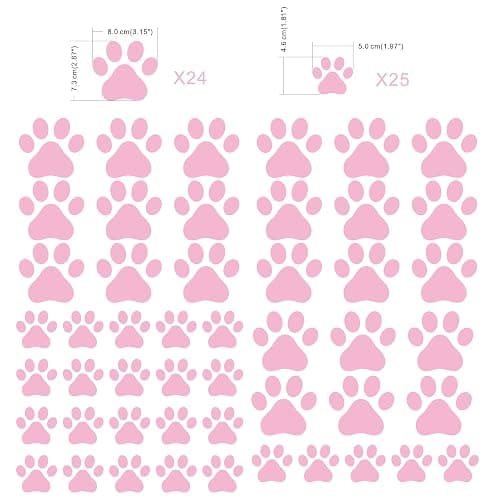 49 Pieces/Set Dog Paws Wall Decals Vinyl Pawprints Sticker Animal Footprint Wall Art Decoration for Kids Boy Girl Baby Nursery Bedroom Living Room Animal Tracks Decor YMX21 (Soft Pink) thumbnail 5