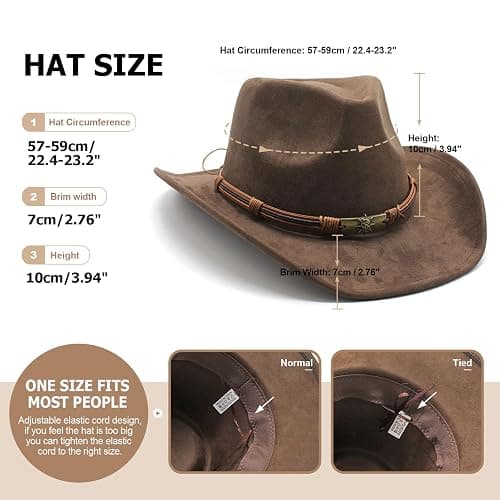 LIDHAY Cowboy Hat for Women and Men Western Cowgirl Hats Suede Cowboy Hat for Rodeo, Farming,Traveling,Outdoor Work thumbnail 2