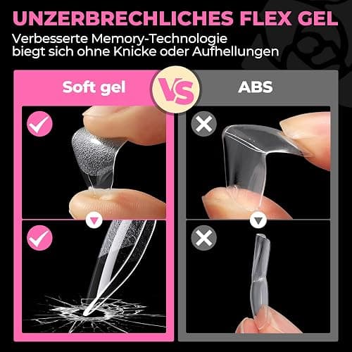 UNA GELLA Kurze Mandel Nail Tips, 504 Stück Nageltips Almond Tips für Gelnägel Soft Gel Nagelspitzen Full Cover Nails Tips für Acrylnägel, Nagelkunst & DIY Nagelstudio zu Hause 12 Größen thumbnail 7