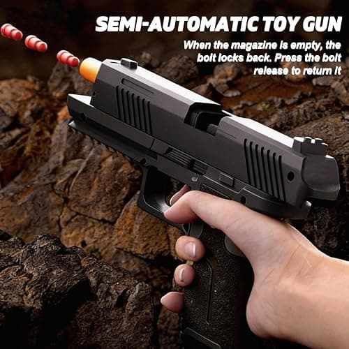 Automatic Shell Ejecting Toy Gun, Soft Bullet Toy Pistol, Educational Toy Model, Gifts for Kids, Boys and Girls (Black) thumbnail 3