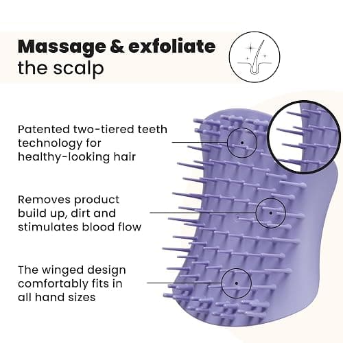 Tangle Teezer Scalp & Shampoo Hairbrush, to Exfoliate, Massage, and Cleanse, for All Hair Types, Lavender Lite Purple thumbnail 2