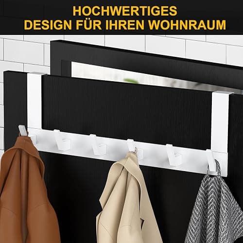 Dohomai Türgarderobe, Weisse Türgarderobe zum Einhängen, Universelle Hochwertige kleiderhaken Tür, Türhakenleiste mit Filz Pads, Stabile Türhaken zum Einhängen - Ohne Kratzer am Tür thumbnail 4
