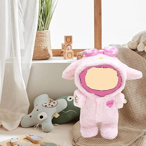WEIRAN 17cm Doll Clothes, Outfits for Clothes Set, Dolls Keychain Accessories, Faking Animal Style Outfit Jumpsuit (Bunny Pink) - Bunny Pink thumbnail 2