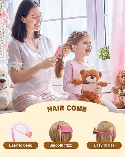 Hair Wax Stick & Styling Accessories - Smooths Flyaways for Kids & Women, 1000 Elastic Hair Ties, 1 Slick Back Hair Brush, 2 Hair Loop Styling Tools - Creates Ponytails & Braids for Teen Girls Gifts thumbnail 6