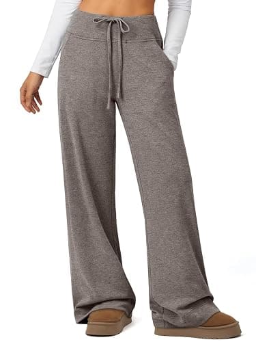 ATHMILE Sweatpants Women Fall Outfits Wide Leg Baggy Pants High-Waisted Drawstring Sweat Pants Fashion Joggers with Pocket - Image 1