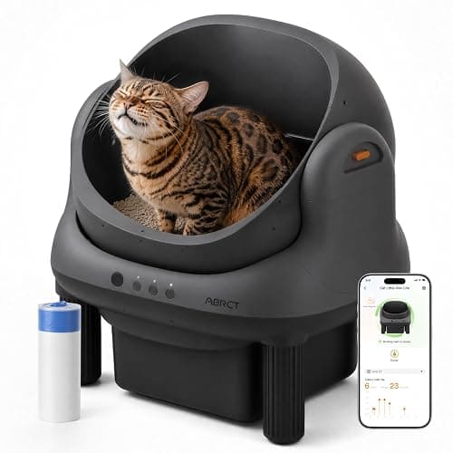 ABRCT Open Top L1 Self Cleaning Litter Box,Electronic Hands-Free,Smart Robot,Automatic Cleaning Litter Box-App Control and Safe Anti-Pinch,with Safety Sensors and Liner for Medium-Sized Cats,Black - Image 1