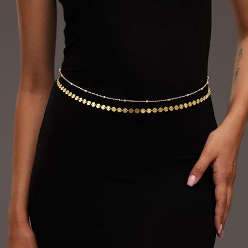 CHESKY Gold Waist Chain, Dainty 14k Gold Plated Belly Chain Adjustable Waterproof Body Chain Bikini Waist Beads for Women Satellite Beads Diamond Pearl Chain Dainty Body Chain Jewelry for Women thumbnail 3