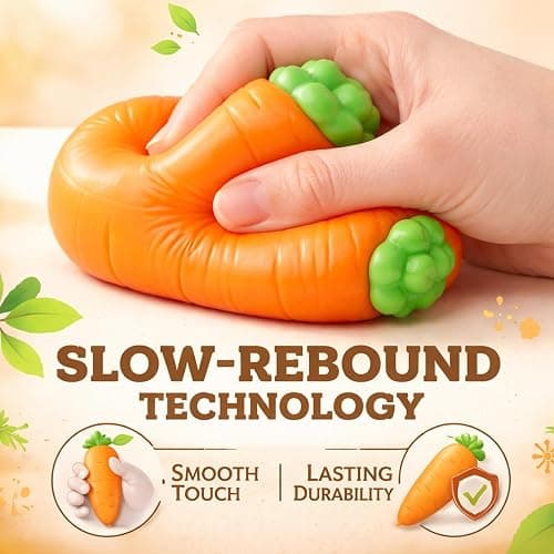 Carrot Squish, Banana Strawberry Peach Peanut Apple Dragon Fruit Cherry Squish Giant Jumbo 5.5 Inch Vegetable Realistic Moldable Slow Rise Relaxing Sensory Fidget Toy Squeezable Ball(Apple B) thumbnail 6