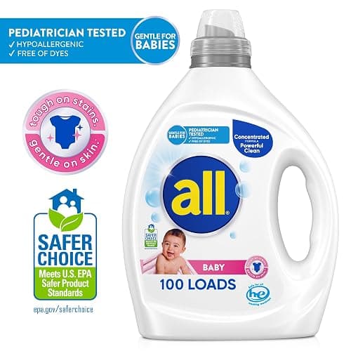 all Baby, Gentle for Baby, Liquid Laundry Detergent, Hypoallergenic for Sensitive Skin, Concentrated, 75oz, 100 Loads thumbnail 2