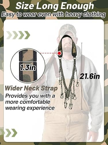 Duck Call Lanyard - Duck Whistle Hunting Accessories with 10 Removable Loops, Camo Woven Goose Call Carry, Christmas Outdoor Predator Gear Gifts for Hunter - Without Duck Call thumbnail 6