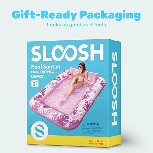 SLOOSH Inflatable Tanning Pool Lounger Float, 85" x 57" Extra Large Pool Floats Adult with Pillow, 4 in 1 Suntan Tub Raft Floatie,Sunbathing Bed Lounge Blow Up Ball Pit Party Gifts, XL-Hot Pink thumbnail 9