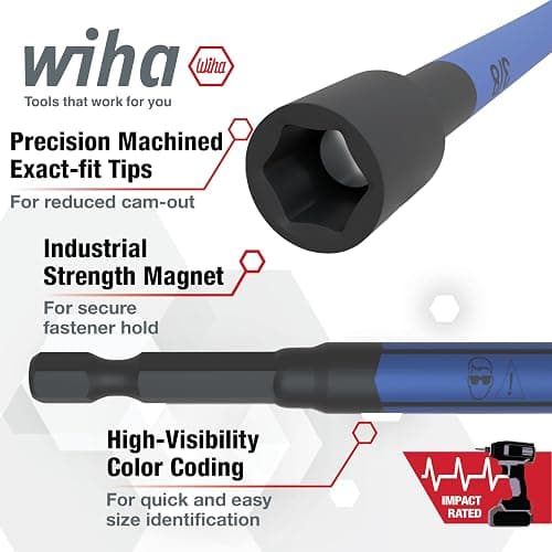 Wiha 70486 Color Coded Magnetic Nut Setter SAE 6 Pc. Set thumbnail 3