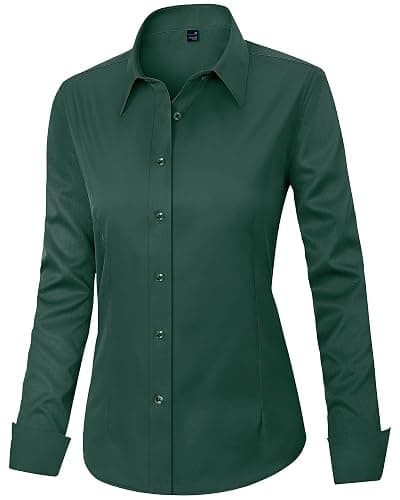 J.VER Womens Dress Shirts Long Sleeve Button Down Shirt Wrinkle-Free Business Casual Blouse Office Work Tops thumbnail 3