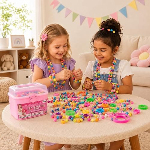 Orian Jewelry Making Kit for Girls, 520+ Pop Beads, Bracelet & Necklace | Kids bracelet making kit for girls and necklace making kit with colorful snap beads, rings, unicorn storage bag and craft set thumbnail 7
