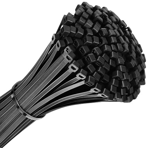 Fomuson 200pcs Zip Ties 8 Inch Black, Heavy Duty Zip Tie, 50lb Strength Cable Ties, Industrial Nylon Wire Tie Wraps for Garage and Workshop. - Image 1