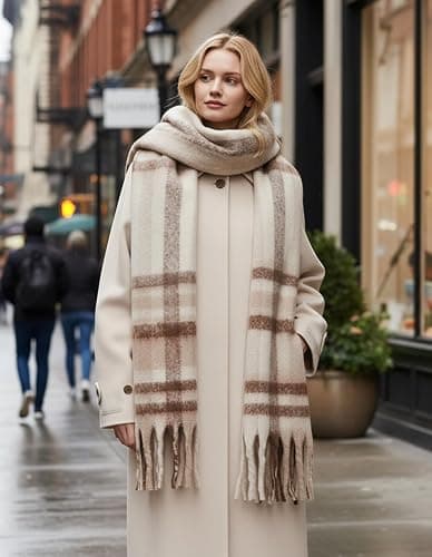 Scarf for Women Winter Warm Long Shawl Large Scarves Cold Weather Thick Blanket Scarfs Colorful Plaid thumbnail 6