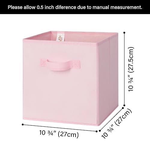 GRANNY SAYS Cube Storage Bins, 11 Inch Storage Cube Organizer, Collapsible Fabric Storage Cubes with Handle, Decorative Cube Storage Organizer for Shelves, Closet, Pink, 6-Pack thumbnail 3