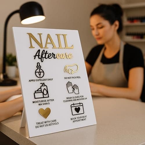 Nails Aftercare 3D Acrylic Sign Advice for Nail Room Decor Manicure Business Supplies Essential Nail Tech Must Haves(7.5 * 10.5) thumbnail 6