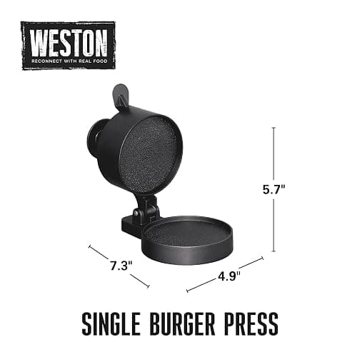 Weston Burger Press, Makes 4 1/2" Diameter Patties for Hamburger, Crab Cakes, Sausage, 1/4lb to 3/4lb, with Spring Ejector for Easy Removal, Single, Non-stick Heavy-Duty Cast Aluminum (07-0310-W) thumbnail 2