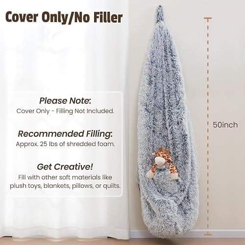 Comfy Soft Bean Bag Chair Cover for Teens Adults Boys, Living Room Furniture No Filler Cover Only, Stuffed Animal Bean Bag Chair with Side Pocket Anti-Slip Bottom thumbnail 3
