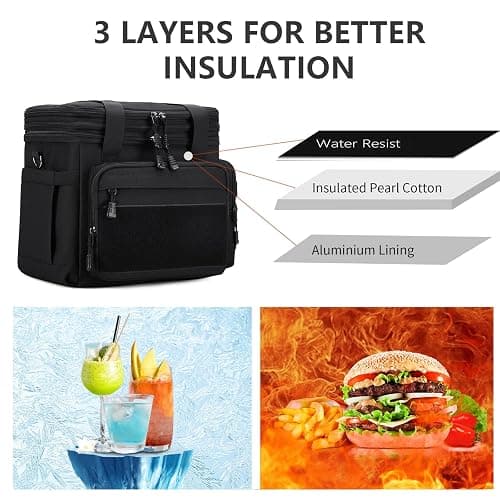 Gafetrey Tactical Lunch Box for Men, Insulated Lunch Bag Adult, Thermal Lunchbox Leakproof Waterproof Cooler Bag, Large Lunch Pail for Work Office Camping Travel (Black) thumbnail 5