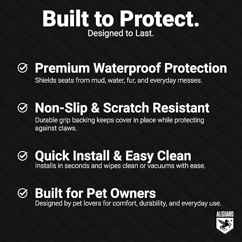 Platinum Shield Dog Car Seat Cover for Back Seat, Waterproof, Scratchproof, Nonslip, Dog Hammock for Car, Safety Harness Included, Seat Covers for Pet Dogs, Truck & SUV Size (Black/Purple) thumbnail 3