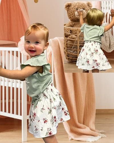PaPaai Sara Newborn Infant Clothes Baby Girl Dress Summer Toddler Outfit Cute Girl Romper Skirt Set+Headband thumbnail 4
