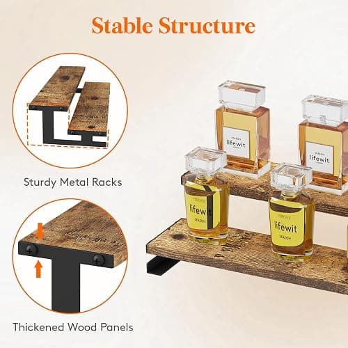 Lifewit 13.9 Inch Cologne Organizer for Men, 2 Tier Wooden Perfume Stand, Display Riser Shelf for Fragrance, Aftershave, Skincare Makeup for Vanity, Bedroom, Bathroom Storage, Rustic Brown, 1 Pcs thumbnail 5