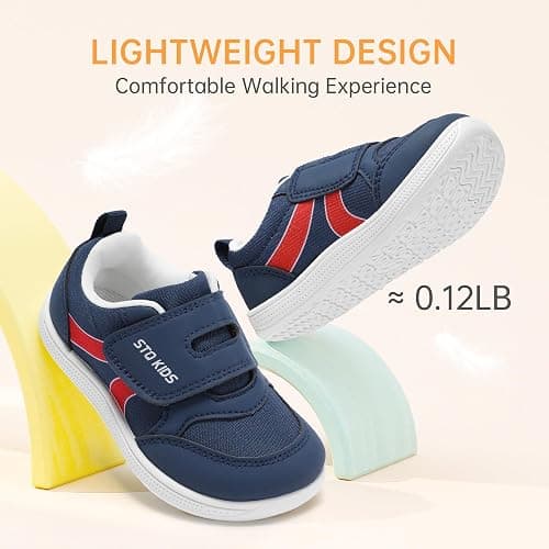 Toddler Wide Toe Box Barefoot Shoes Boys Girls Sneakers Kids Tennis Shoes Preschool Non Slip Lightweight Comfortable First Walking Shoes Running Outdoor Activities thumbnail 9