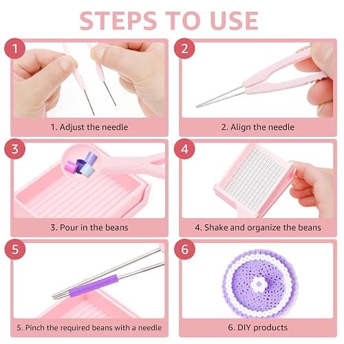 HZUIZXYO 4 Pcs Fuse Bead Tray,Fuse Bead Tool Kit DIY Scoop Aligner Pickup Tool Kit with Needle Tweezer and Aligner Tray for Craft Project Beading Enthusiast thumbnail 7