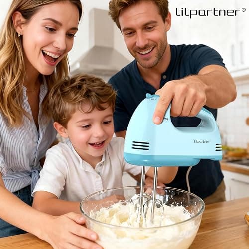LILPARTNER Hand Mixer Electric, Ultra Power Kitchen Hand Mixer With 7-Speed & 5 Stainless Steel Accessories for Whipping Dough, Cream, Cake, Dishwasher Safe, Blue thumbnail 2