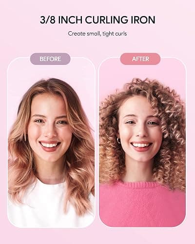 Wavytalk 3/8 Inch Small Curling Iron, Small Curling Iron Wand for Short & Long Hair, Ceramic Small Barrel Curling Iron with Adjustable Temperature, Include Heat Resistant Glove (Rose Pink) - 3/8 Inch No Clip (Rose Gold) thumbnail 6