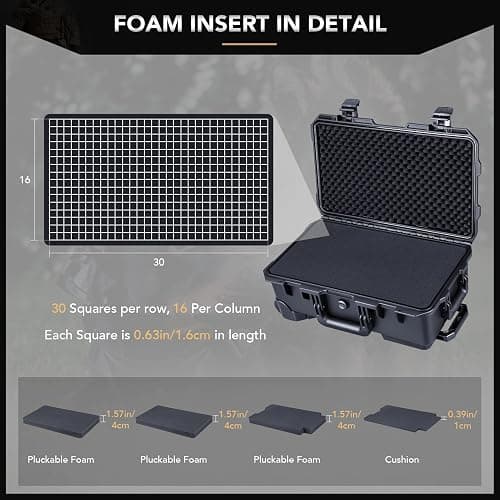 Lykus HC-5120 Waterproof Hard Case with Wheels and Customizable Foam, Interior Size 20.3x11.3x7.3 inch, Suitable for camera, lens, drone, mic, flashlight, projector, electronics, tools, and more thumbnail 8