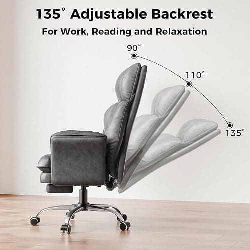 Big and Tall Office Chair with Footrest, Cross-Legged Sitting，Tech Grey | Ergonomic Executive Desk Chair, High Back Reclining Home Office Chair, Computer Chair with Flip-Up Armrests, Wide Seat thumbnail 5