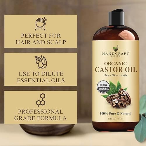 Handcraft Blends Organic Castor Oil 16 Fl Oz | 100% Pure and Natural | Premium Grade Carrier Oil | Hair, Eyelashes and Eyebrows | Hair and Body | Expeller-Pressed | Hexane-Free thumbnail 5