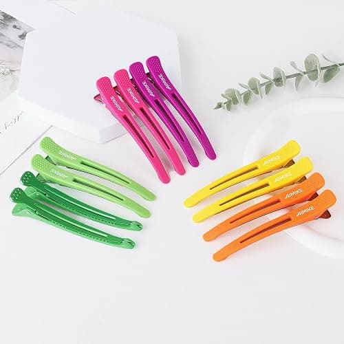 AIMIKE 12pcs Hair Clips Set - No Crease Duck Billed Clips with Silicone Band for Styling, Cutting, and Sectioning Salon Hair thumbnail 7