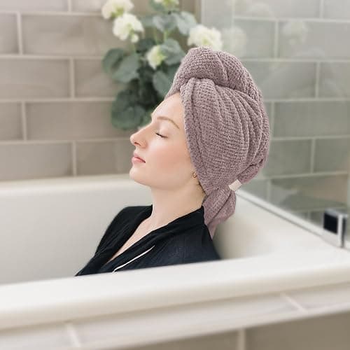 ROLSHOL 2 Packs Large Microfiber Hair Towels for Women, Super Absorbent & Quick Dry Hair Towel Wrap for Curly Hair Long & Short Hair- Anti-Frizz Hair Turbans for Wet Hair (Mauve & Clay) thumbnail 4