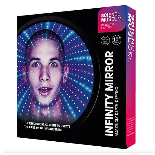 Funtime Gifts Science Museum 10" Infinity Mirror - Create the Illusion of Infinite Space, Built in Wall Hook, Multicoloured LED Lights thumbnail 9