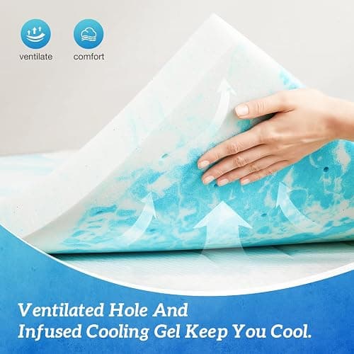 Sweetcrispy Memory Foam Mattress Topper Twin XL, 3 Inch Thick Gel Infused Cooling Toppers Pad for Twin XL Size Bed, Sleeper Sofa, RV, Camper, CertiPUR US Certified, Ventilated and Breathable thumbnail 4