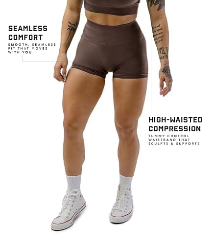 Gymreapers Halo Seamless Shorts for Women - Squat Proof High Waisted Glute Scrunch, Quick Drying Biker, Yoga Running Gym thumbnail 3