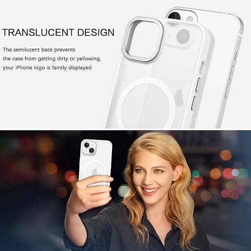 BENTOBEN Magnetic for iPhone 13 Case & iPhone 14 Case [Compatible with Magsafe] Translucent Matte Phone Case iPhone 13/14 6.1 inch Slim Thin Shockproof Women Men Protective Cover, Pure White thumbnail 7