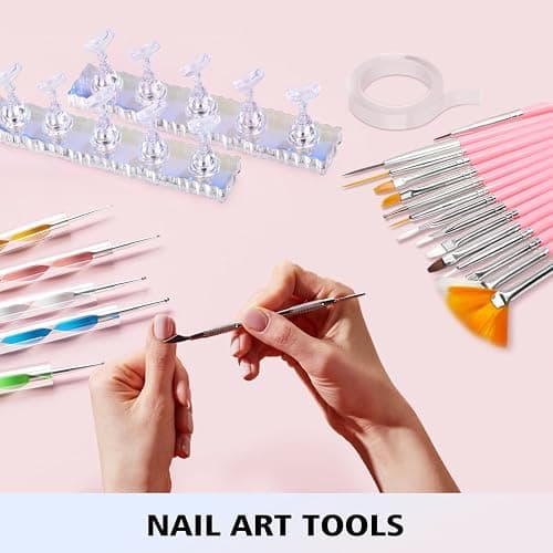 Komall Nail Art Tools, 15 PCS Nail Art Brushes, 5 PCS Nail Dotting Tool, Aurora Nail Stand, Nail Holder For Painting Nails Home DIY & Salon Supplies thumbnail 7