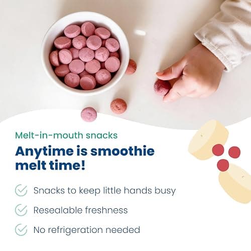 Amara Smoothie Melts - Mixed Red Berries - Baby Snacks Made With Fruits and Vegetables - Healthy Toddler Snacks For Your Kids Lunch Box - Organic Plant Based Yogurt Melts - 6 Resealable Bags thumbnail 4