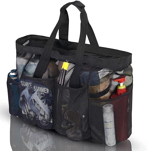 GOTDYA Extra Large Beach Bag Mesh Tote with Zipper and Pockets Ideal for Your Family Cruise/Beach Vacation Essentials | Extra Large, with Zipper, and Pockets thumbnail 4