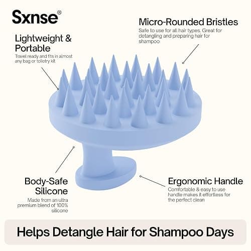 SXNSE - Revive Silicone Scalp Massager, Arctic - Manual Hair & Scalp Scrubber for Dandruff, Buildup, Itch, & Hair Growth - Soft Exfoliating Silicone Bristles for Wet & Dry Hair, Flake-Free Finish thumbnail 3
