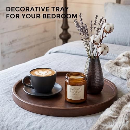 Round Bamboo Wooden Tray, 12 Inch thumbnail 7